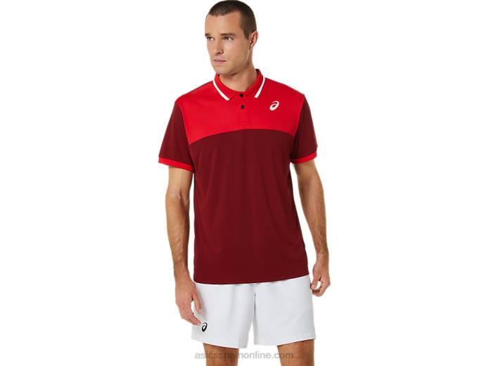 polo de cancha para hombre Asics 4L68547 jugo de remolacha/rojo clásico