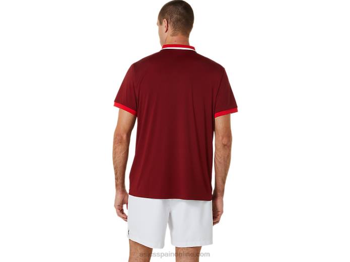 polo de cancha para hombre Asics 4L68547 jugo de remolacha/rojo clásico