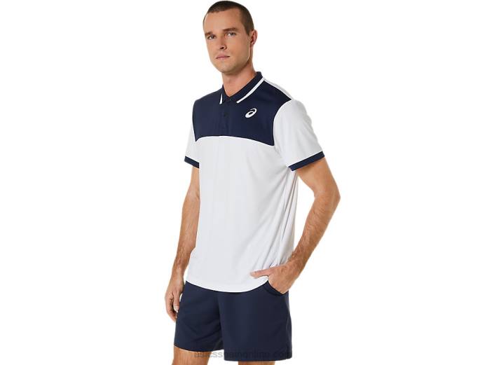 polo de cancha para hombre Asics 4L68548 blanco brillante/medianoche