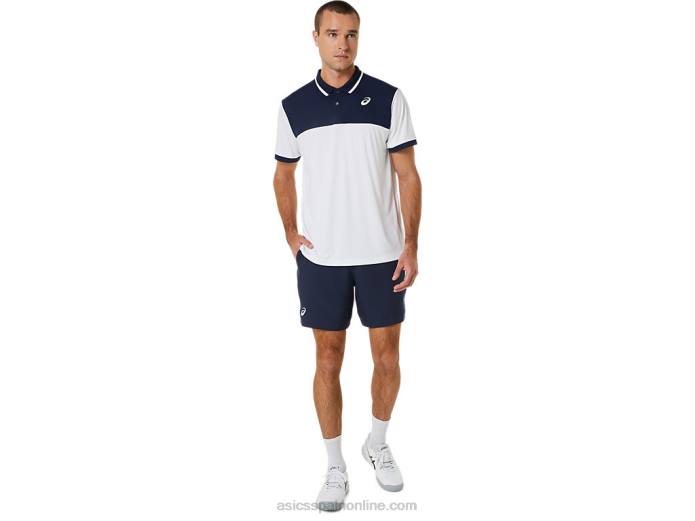 polo de cancha para hombre Asics 4L68548 blanco brillante/medianoche