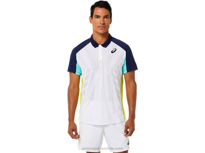 polo de partido de hombre Asics 4L681504 blanco brillante/menta helada
