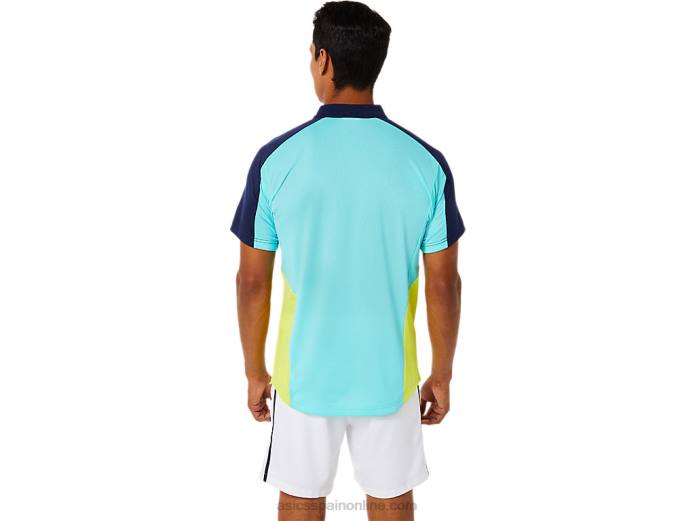 polo de partido de hombre Asics 4L681504 blanco brillante/menta helada