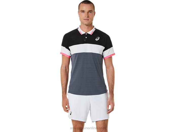polo de partido de hombre Asics 4L68564 negro rendimiento/gris portador