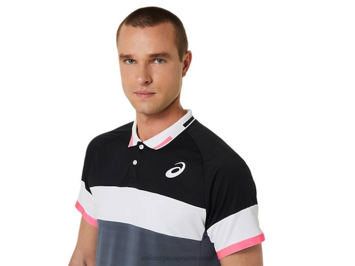 polo de partido de hombre Asics 4L68564 negro rendimiento/gris portador