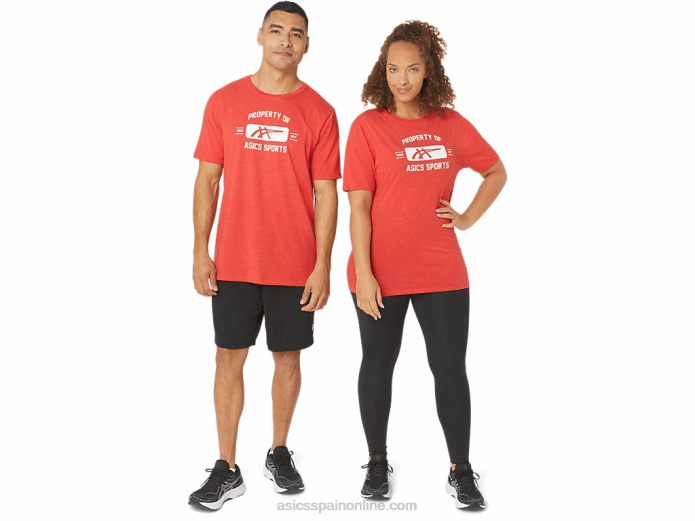 propiedad de manga corta de camiseta deportiva Asics 4L68140 brezo rojo clásico