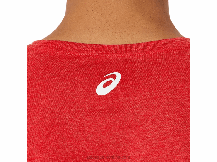 propiedad de manga corta de camiseta deportiva Asics 4L68140 brezo rojo clásico