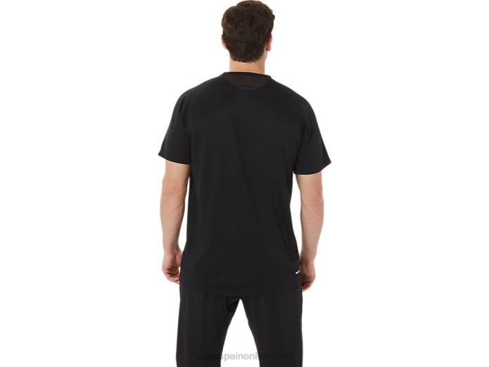 top de manga corta activo para hombre Asics 4L68753 rendimiento negro