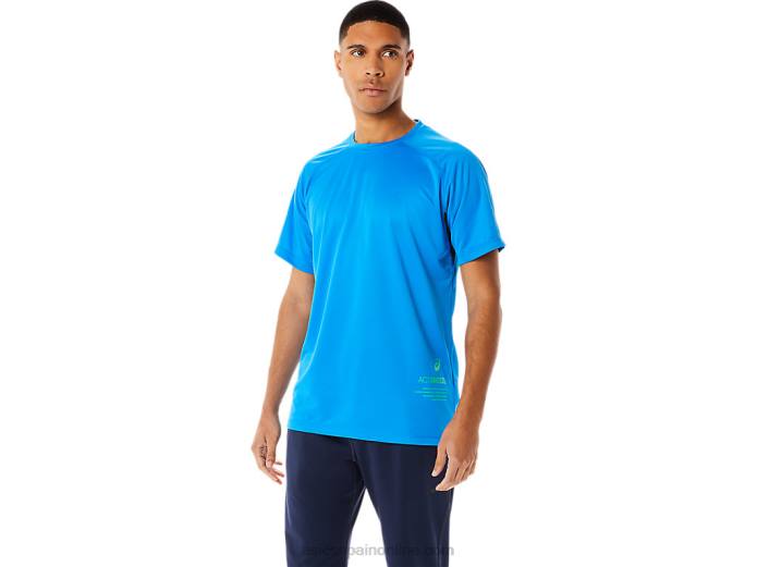 top de manga corta activo para hombre Asics 4L68762 azul eléctrico
