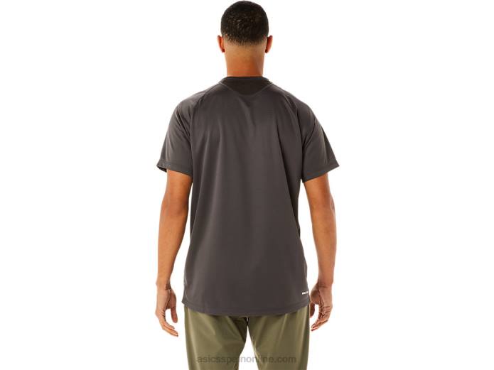 top de manga corta activo para hombre Asics 4L68763 gris obsidiana