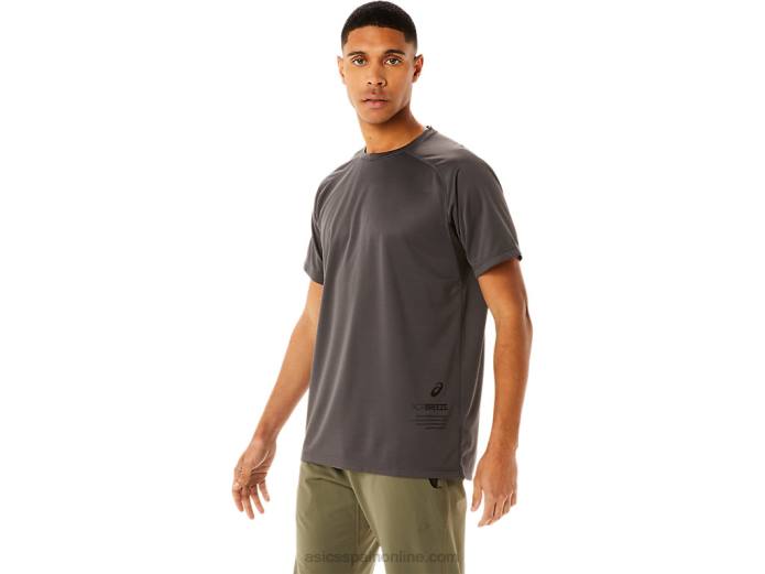 top de manga corta activo para hombre Asics 4L68763 gris obsidiana