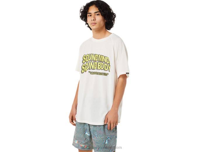 top de manga corta con bolsillo Asics 4L681405 crema