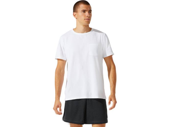 top de manga corta con bolsillo de parche para hombre Asics 4L681954 blanco brillante