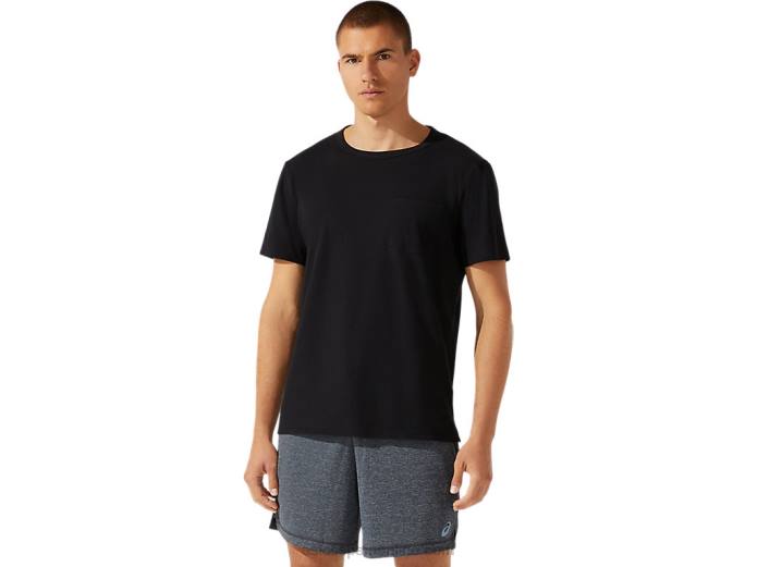 top de manga corta con bolsillo de parche para hombre Asics 4L681964 rendimiento negro