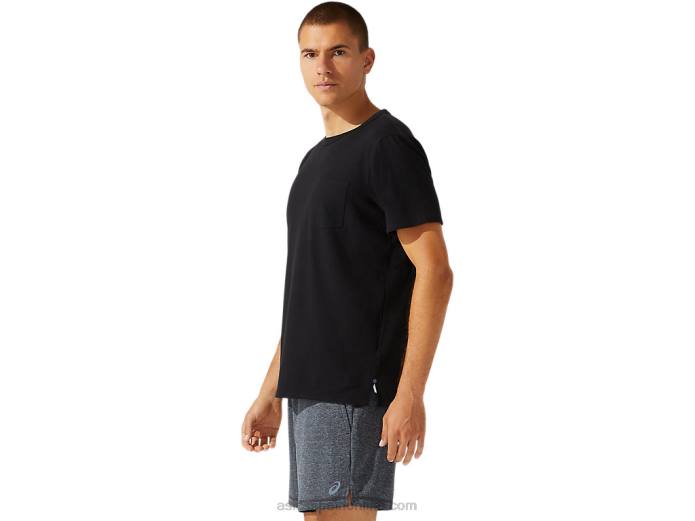 top de manga corta con bolsillo de parche para hombre Asics 4L681964 rendimiento negro