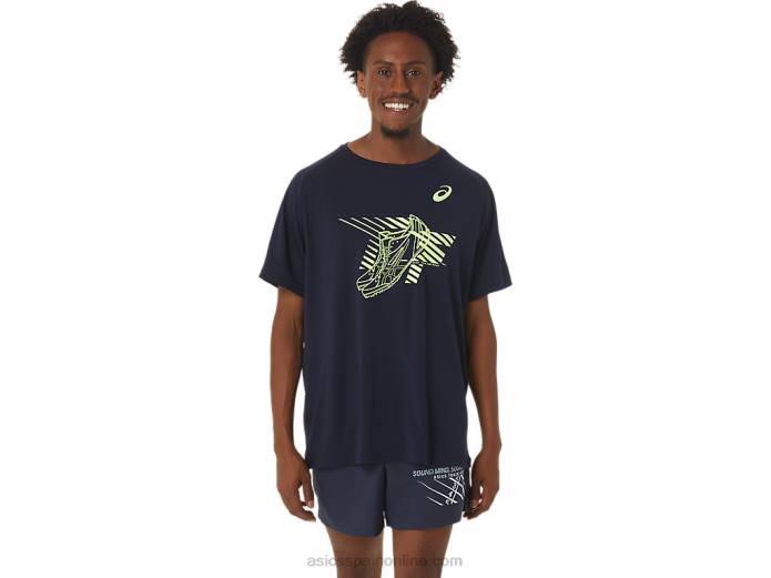 top de manga corta con estampado de zapatos para hombre Asics 4L68243 medianoche
