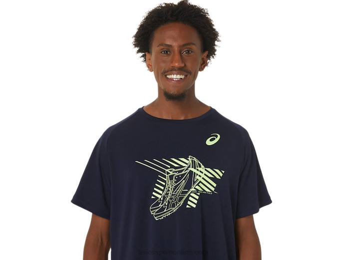 top de manga corta con estampado de zapatos para hombre Asics 4L68243 medianoche