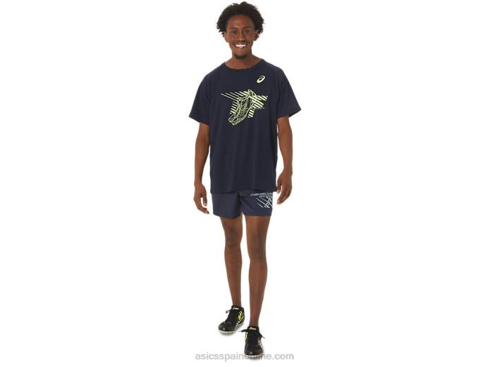 top de manga corta con estampado de zapatos para hombre Asics 4L68243 medianoche