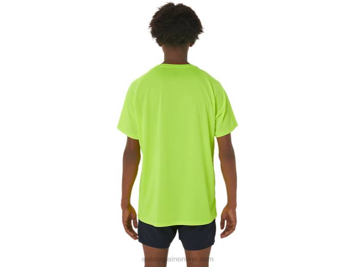 top de manga corta con estampado de zapatos para hombre Asics 4L68279 amarillo de seguridad