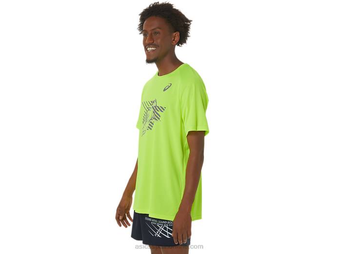top de manga corta con estampado de zapatos para hombre Asics 4L68279 amarillo de seguridad