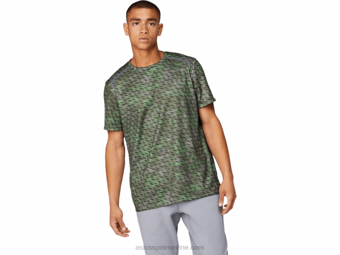 top de manga corta con gráfico de temporada para hombre Asics 4L681782 liquen verde