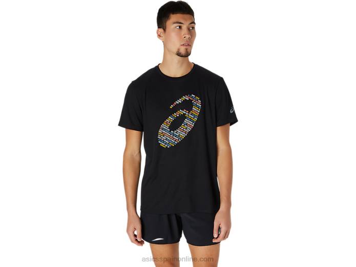 top de manga corta con logo estampado Asics 4L681761 rendimiento negro