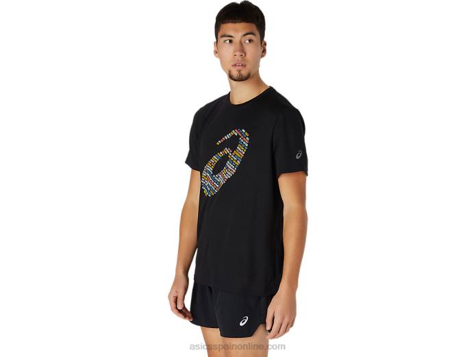 top de manga corta con logo estampado Asics 4L681761 rendimiento negro