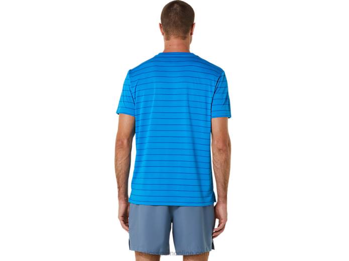 top de manga corta con rayas de corte para hombre Asics 4L68411 directorio azul