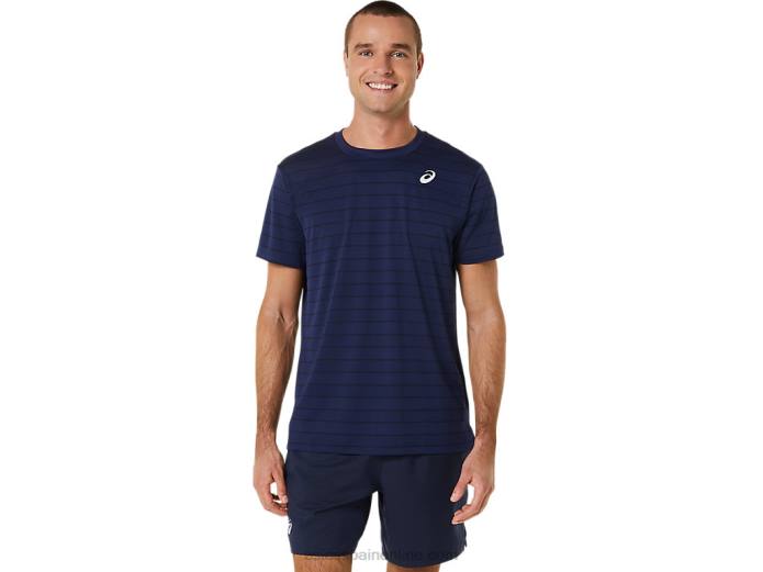 top de manga corta con rayas de corte para hombre Asics 4L68443 medianoche