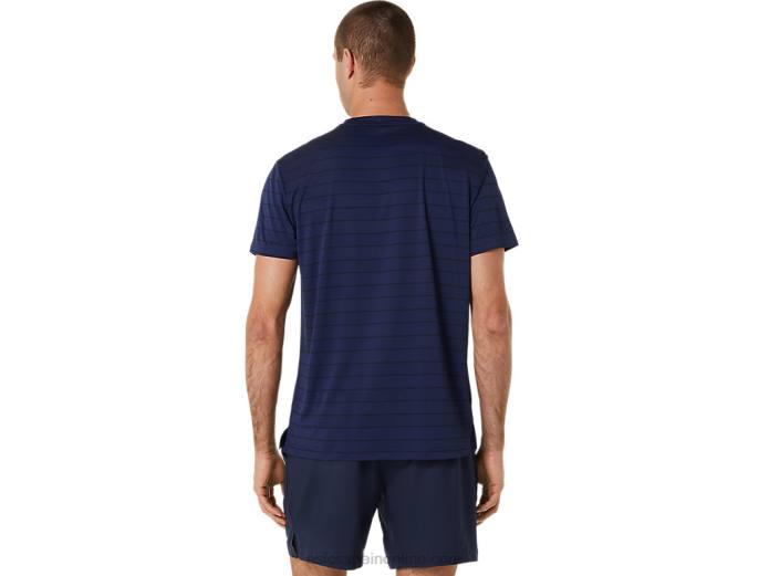 top de manga corta con rayas de corte para hombre Asics 4L68443 medianoche