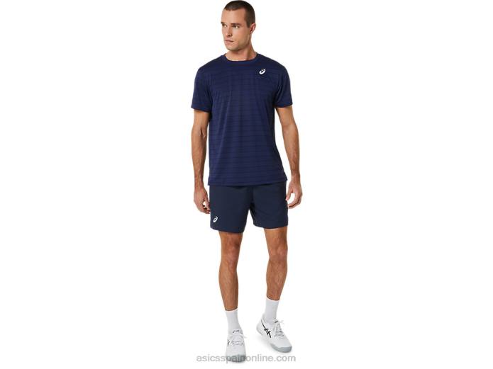 top de manga corta con rayas de corte para hombre Asics 4L68443 medianoche
