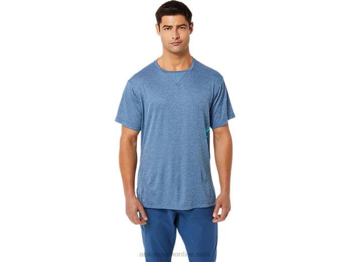 top de manga corta de jacquard actibreeze para hombre Asics 4L681514 gran tiburón brezo