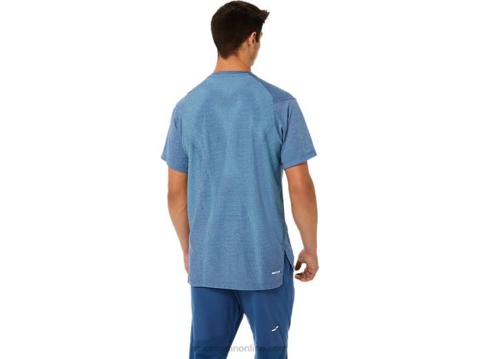 top de manga corta de jacquard actibreeze para hombre Asics 4L681514 gran tiburón brezo