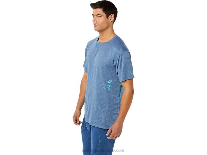 top de manga corta de jacquard actibreeze para hombre Asics 4L681514 gran tiburón brezo