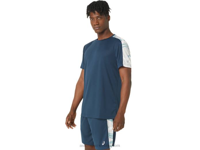 top de manga corta en bloque Asics 4L6866 azul francés/tono polar