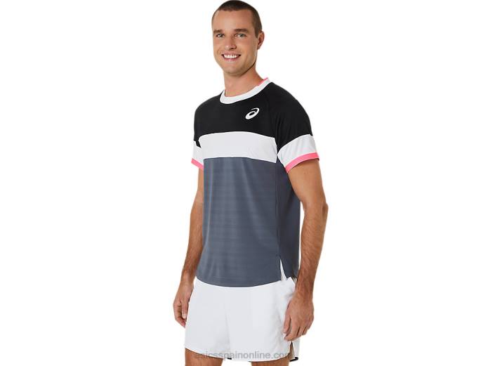top de manga corta para hombre Asics 4L68454 negro rendimiento/gris portador
