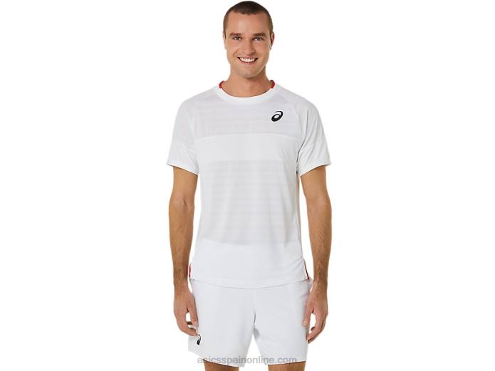 top de manga corta para hombre Asics 4L68499 blanco brillante