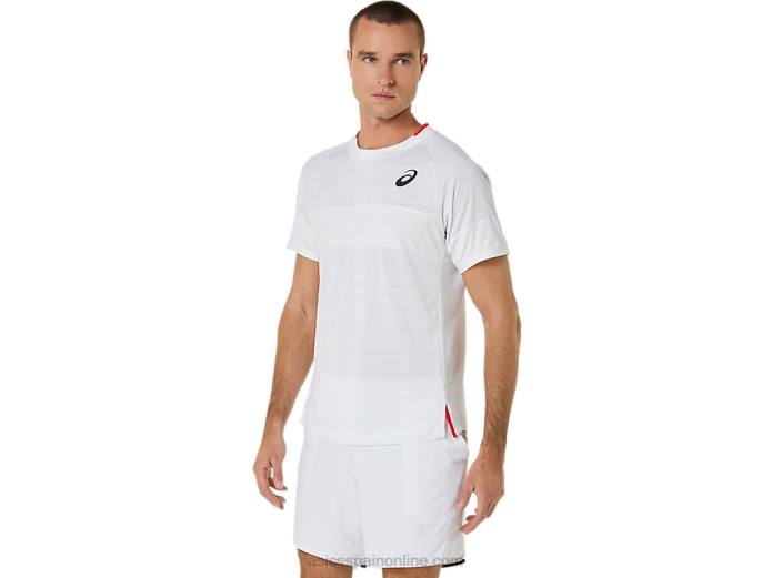 top de manga corta para hombre Asics 4L68499 blanco brillante