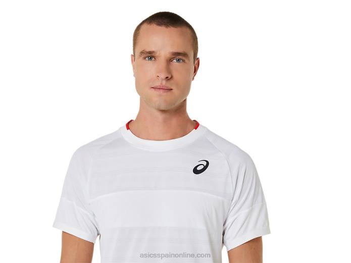 top de manga corta para hombre Asics 4L68499 blanco brillante