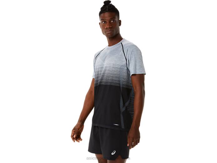 top de manga corta sin costuras para hombre Asics 4L681127 negro rendimiento/gris portador