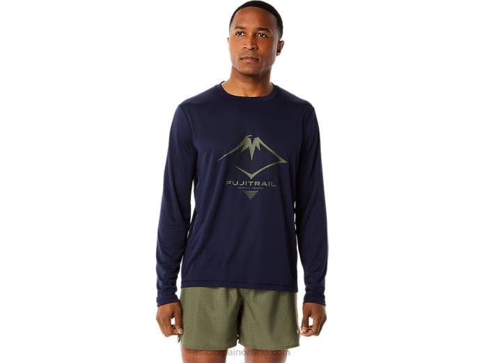 top de manga larga con logo fujitrail para hombre Asics 4L681067 medianoche