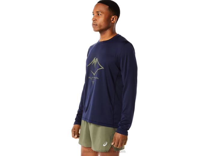 top de manga larga con logo fujitrail para hombre Asics 4L681067 medianoche