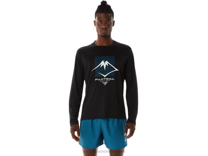 top de manga larga con logo fujitrail para hombre Asics 4L68508 rendimiento negro