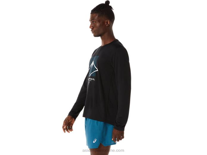 top de manga larga con logo fujitrail para hombre Asics 4L68508 rendimiento negro