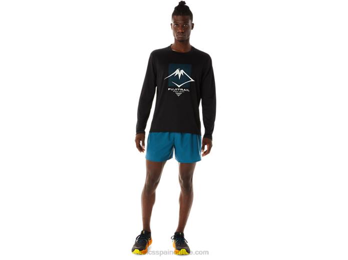 top de manga larga con logo fujitrail para hombre Asics 4L68508 rendimiento negro