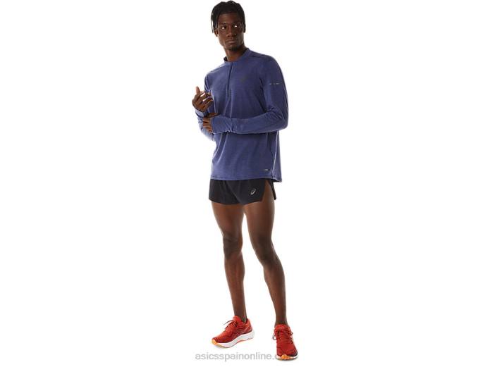 top de manga larga con media cremallera metarun para hombre Asics 4L68278 azul índigo