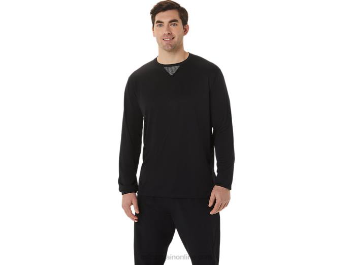 top de manga larga jacquard refrescante actibreeze para hombre Asics 4L68991 rendimiento negro