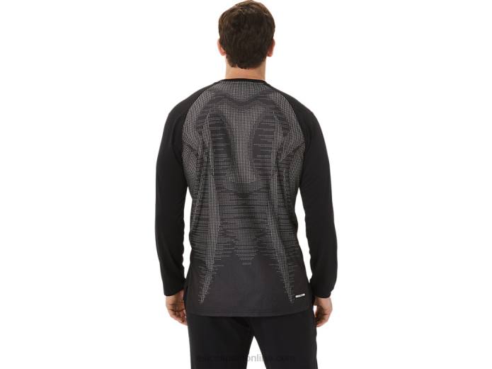 top de manga larga jacquard refrescante actibreeze para hombre Asics 4L68991 rendimiento negro