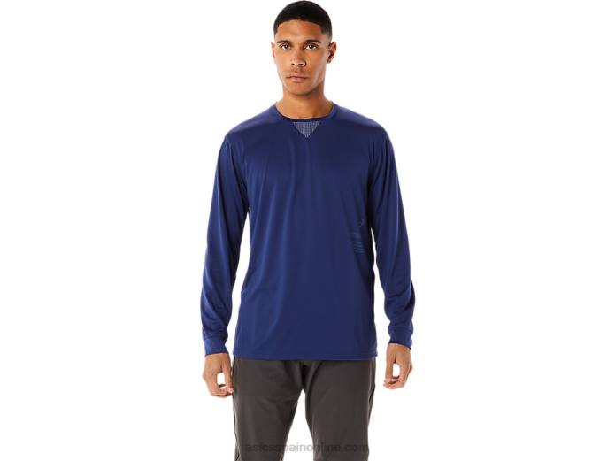 top de manga larga jacquard refrescante actibreeze para hombre Asics 4L68992 océano profundo
