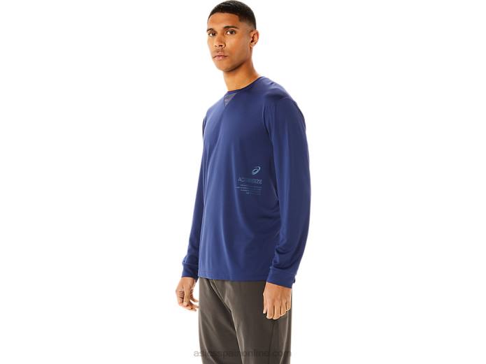 top de manga larga jacquard refrescante actibreeze para hombre Asics 4L68992 océano profundo