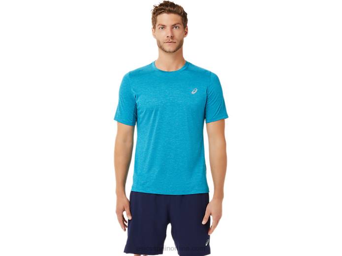 top de rendimiento de manga corta para hombre Asics 4L682037 azul turquesa